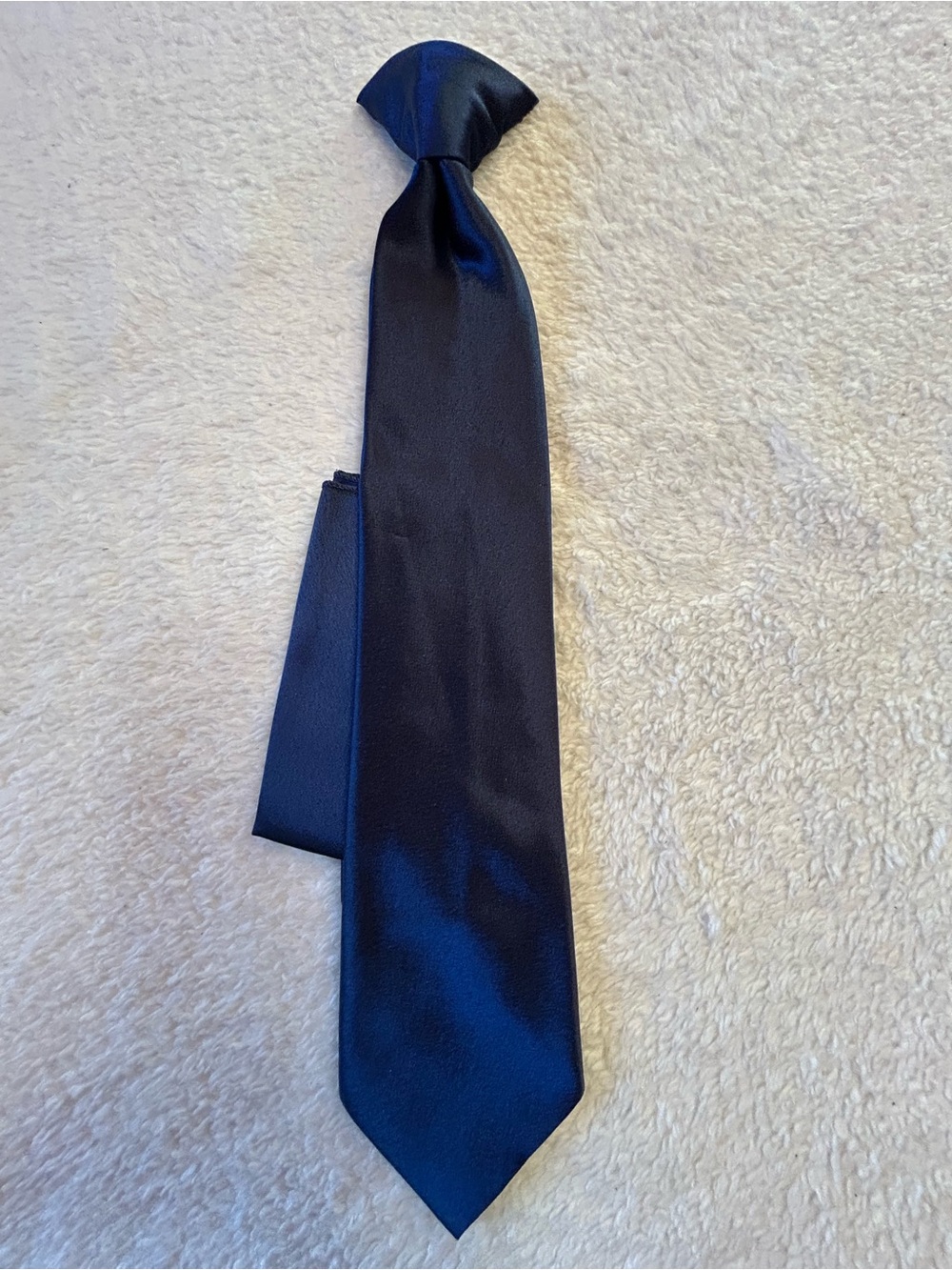 🎁3 for $30 - Solid Blue Clip-On Tie with Pocket Square